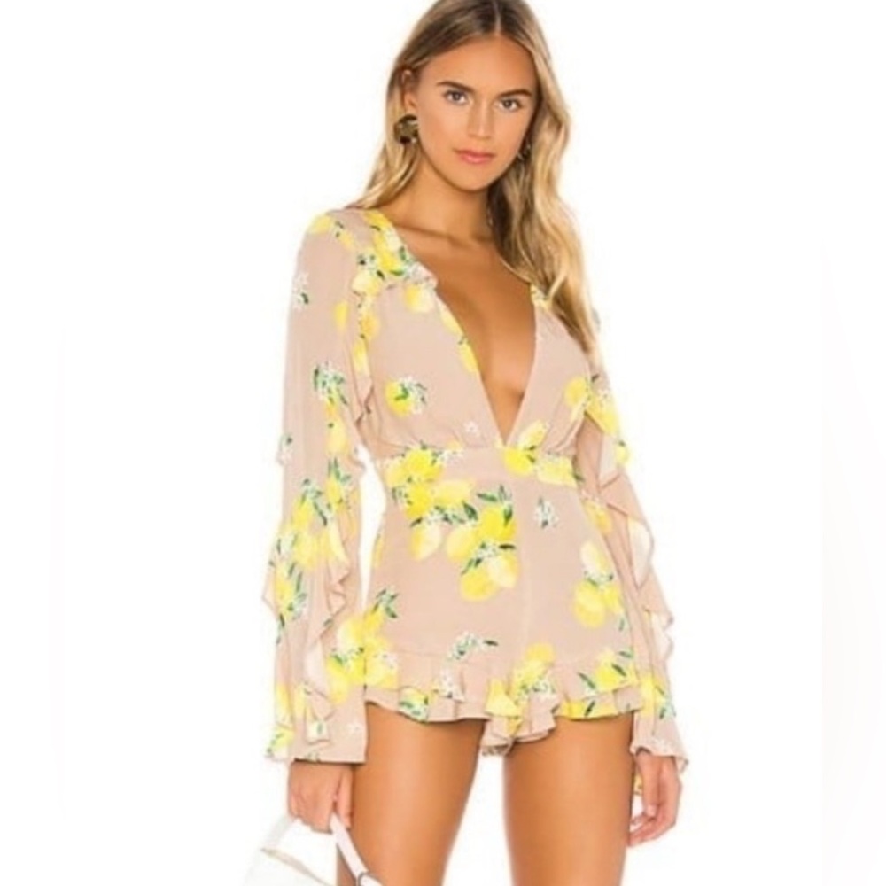 MAJORELLE Devon Romper Lemon Tan Revolve